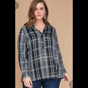 Plus Size 3/4 Button Down Top